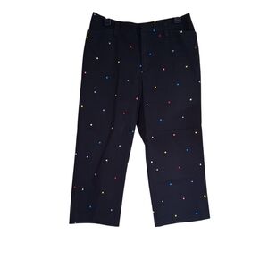 Dina K Capris Black Colorful Confetti Polka Dot Size 10 High Rise Pants Pockets